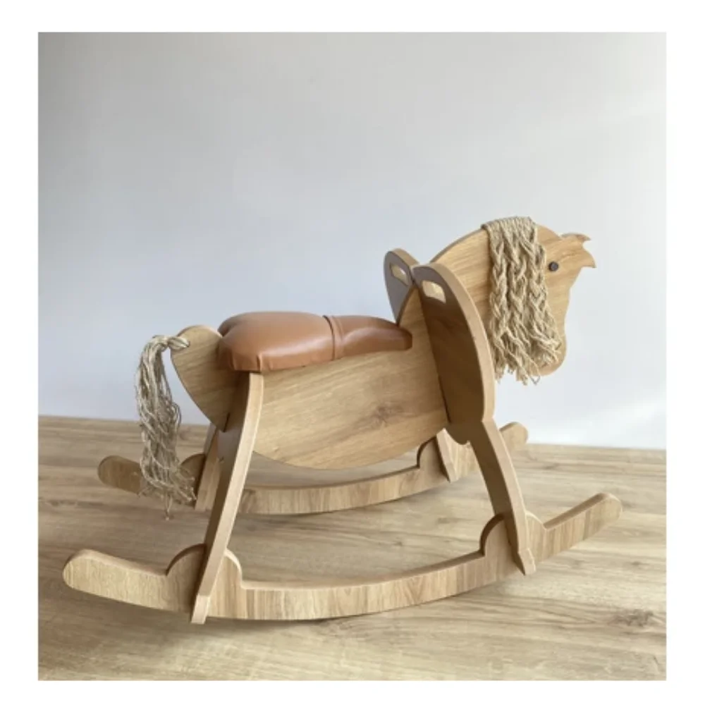 Wood Trojan Horse Rocking Horse Baby Sitting Horse Child Educational Toys Kids Room Decorations children's toys