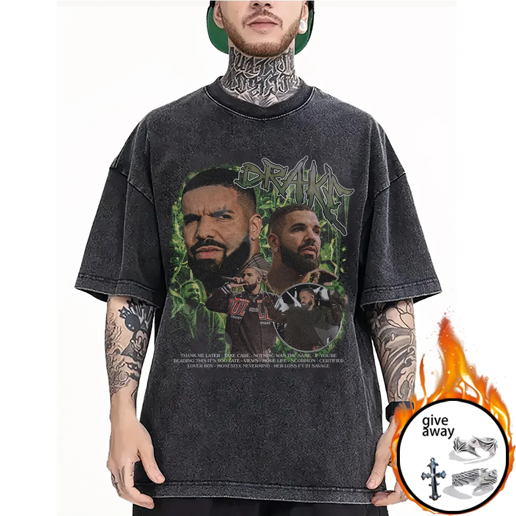 

Rap superstar singer co-branded loose T-shirt celebrity character customized short-sleeved street style