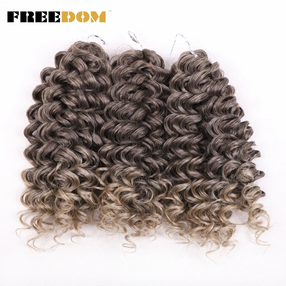 

FREEDOM Synthetic Curly Hair Crochet Braids Deep Wavy Twist Crochet Hair High Temperature Fiber Ombre Braiding Hair Extensions