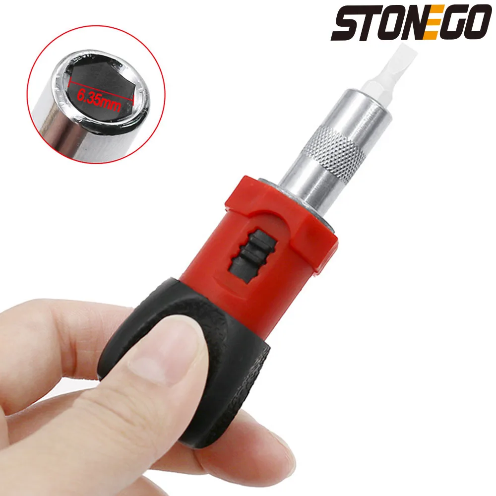 

STONEGO 1PC Ratchet Screwdriver 1/4 Inch Hex Ratchet Bit Handle Screwdriver Driver Maintenance Tools