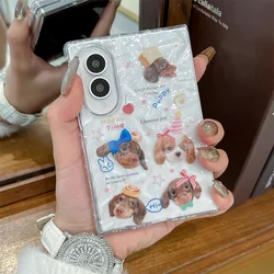 Adorable Cherry Kitten Puppy Phone Case with Chain - Korean Ins Style - Galaxy Z Fold 8 Ultra (CY052 - 1)