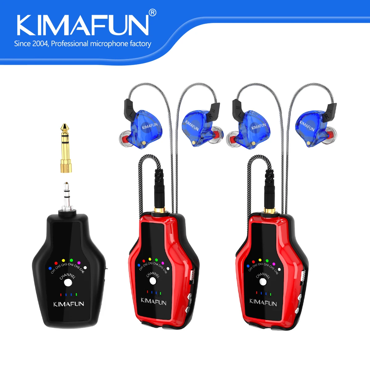 KIMAFUN 2.4G ワイヤレスインイヤーモニターシステム 送信機 受信機