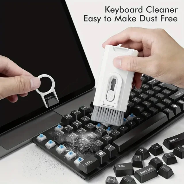 Kit Escova Limpeza Teclado 8 em 1 Multifuncional Portátil Computador Fone de Ouvido Ferramentas Prático Compacto Eficiente