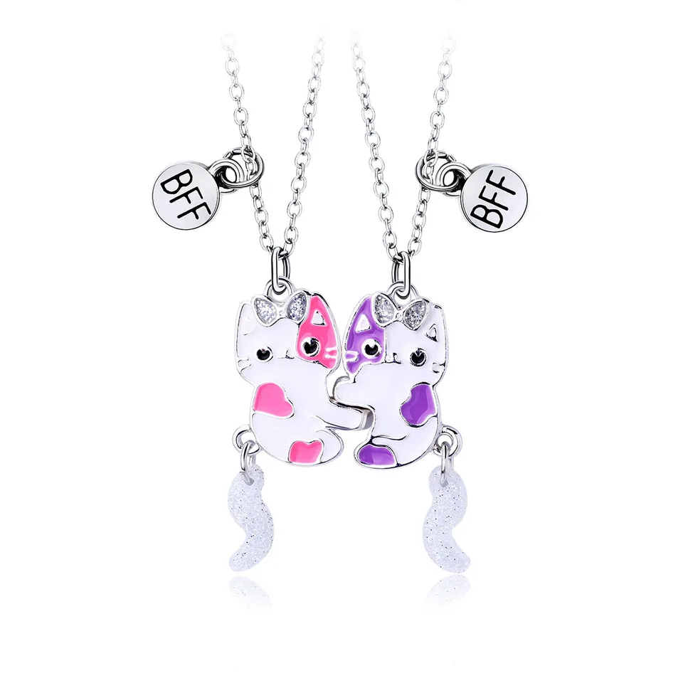 Jovivi Lot De 2 Porte-clés En Acier Inoxydable à Thème Ying Yang En Forme De Chats Pour Couple/meilleurs Amis/cadeau De La Saint-Valentin