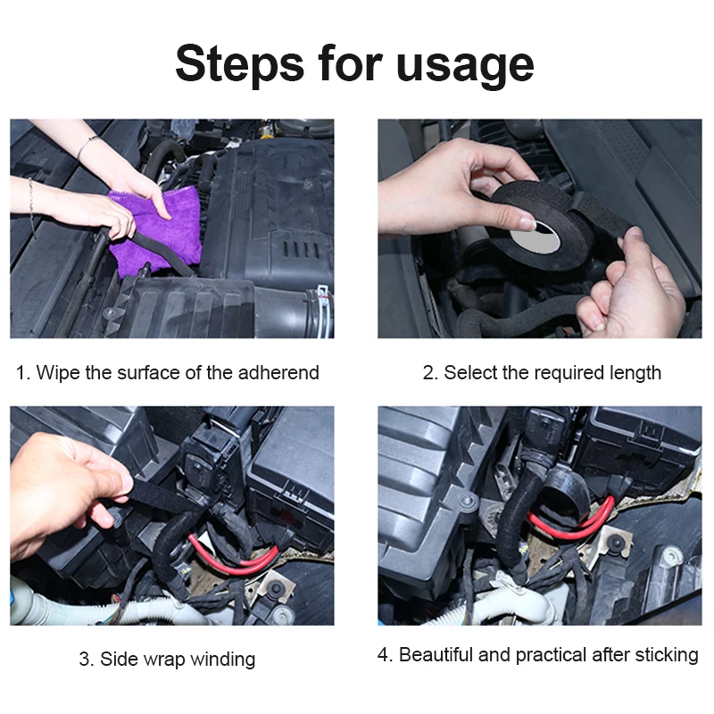 Heat-resistant Adhesive Cloth Fabric Tape For Car Auto Cable Harness Wiring Loom Protection Width 19/25MM Length 15/25M adhesive cloth tape wiring harness tape automotive wiring tape car adhesive tape