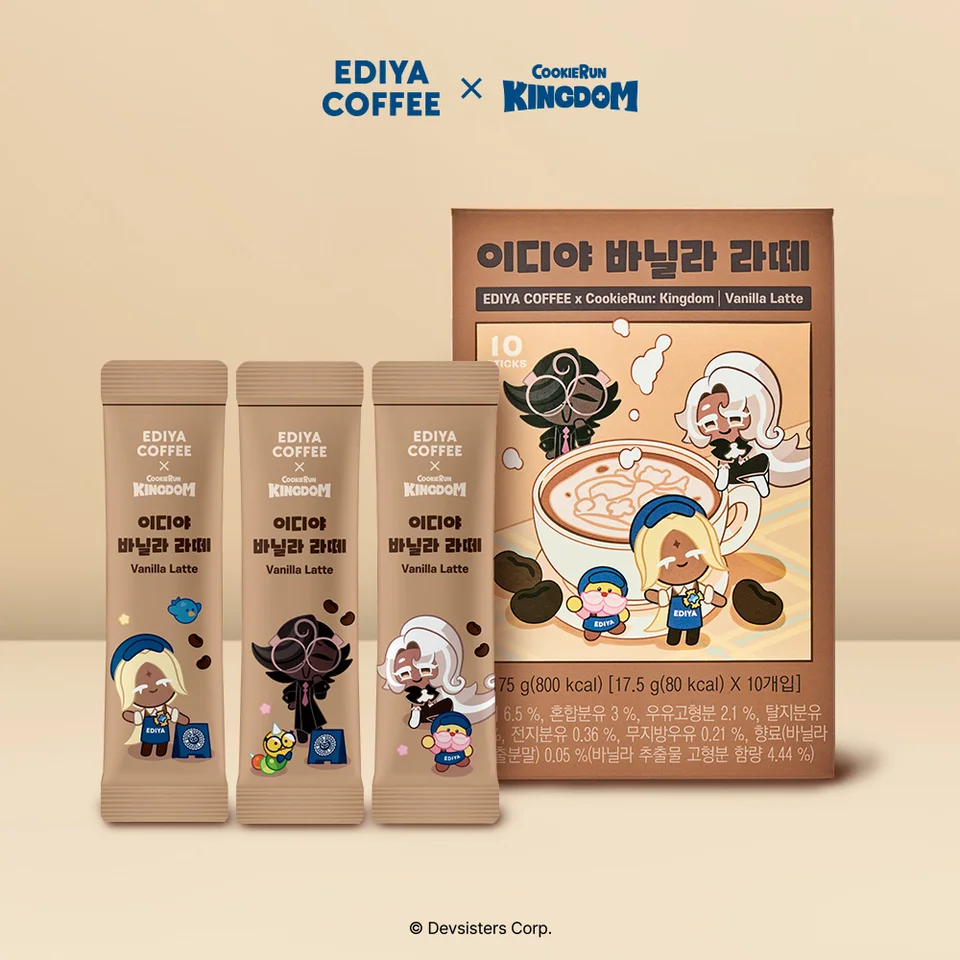 ediya X Cookie Run: Kingdom figures (3 types 1) + Vanilla latte