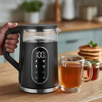 Bouilloire électrique sans fil, capacité 1,7 L, réservoir d'eau en verre, choix de température lisible, 2200 W, GB670 B, vert-bleu 4