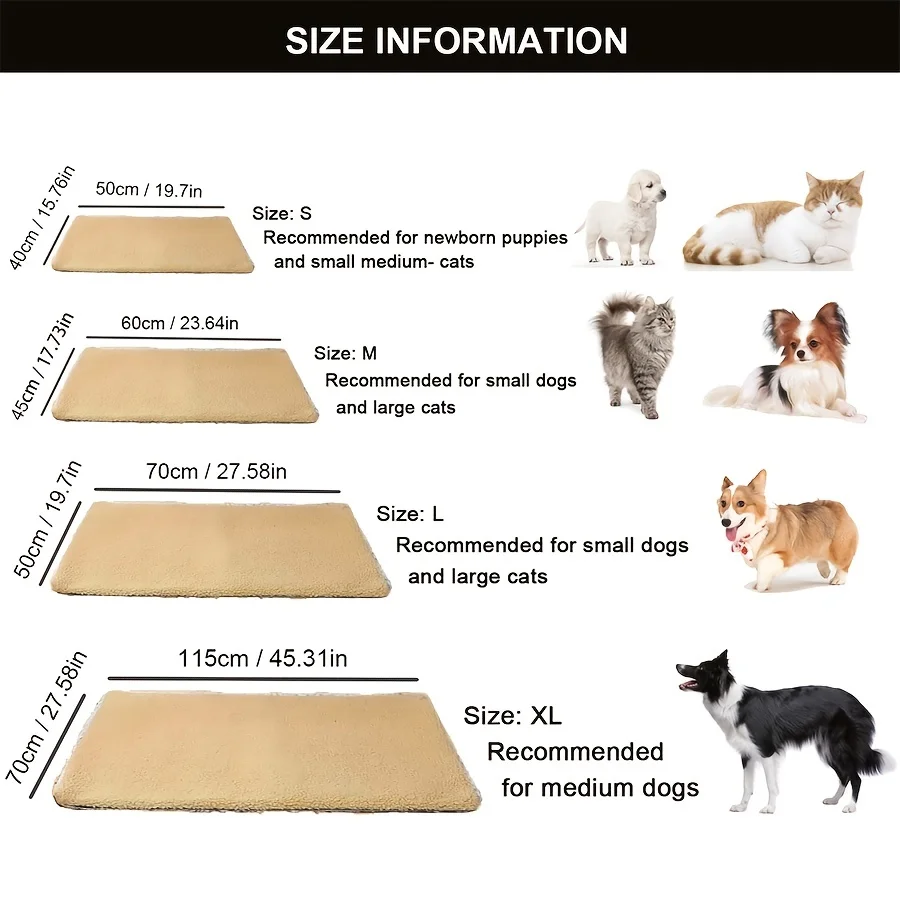 Pet Blanket for Cozy Self Heating Pet Pads Washable Pad Warm Cushion Mat Pet Blanket Pet Cushion Pet Bed Mat