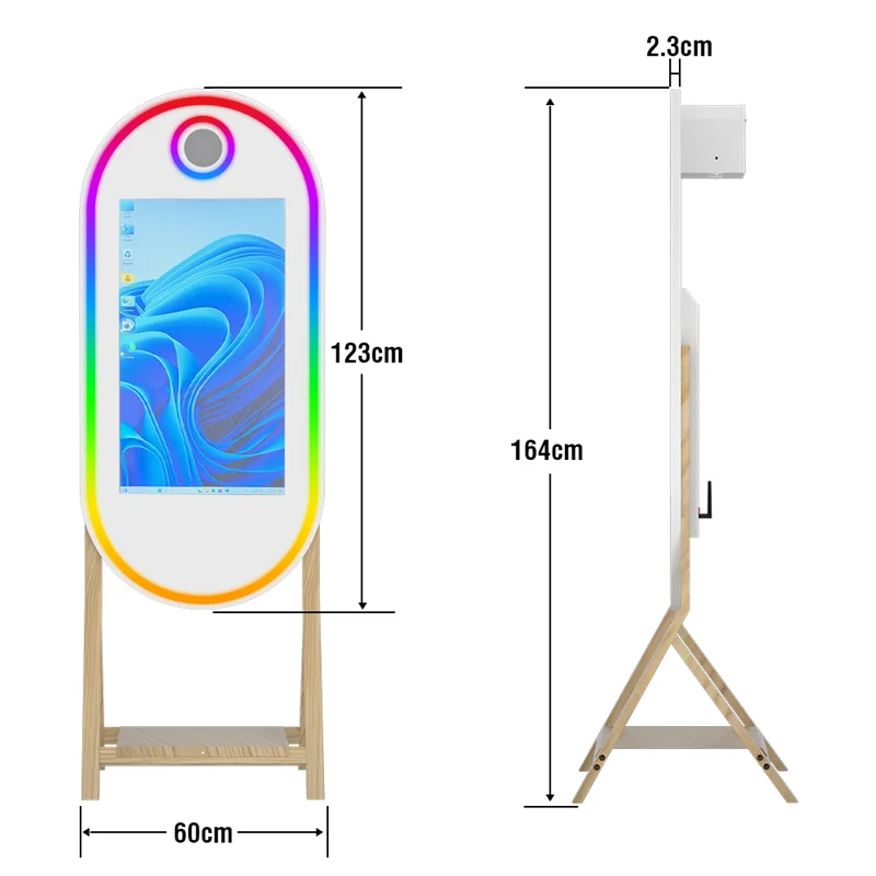 55-inch imitation wood grain foot magic mirror photo booth, 32-inch touch screen magic mirror, built-in mini computer, with flig A89213dc4161646b09d5873612f4695d9t