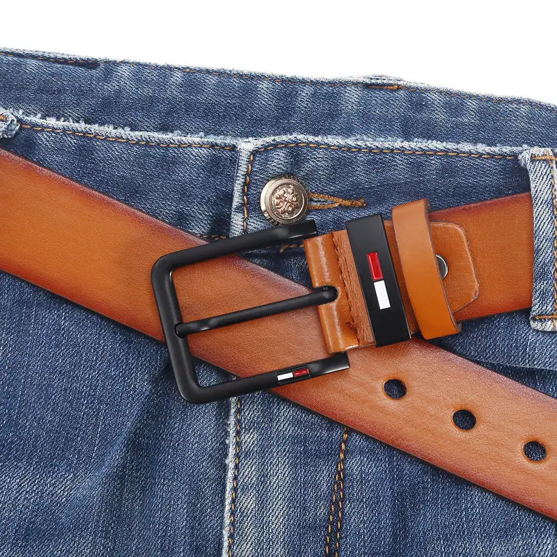 Men' PU Leather Alloy Pin Square Buckle Belt BusinessLeisure Belts Black...