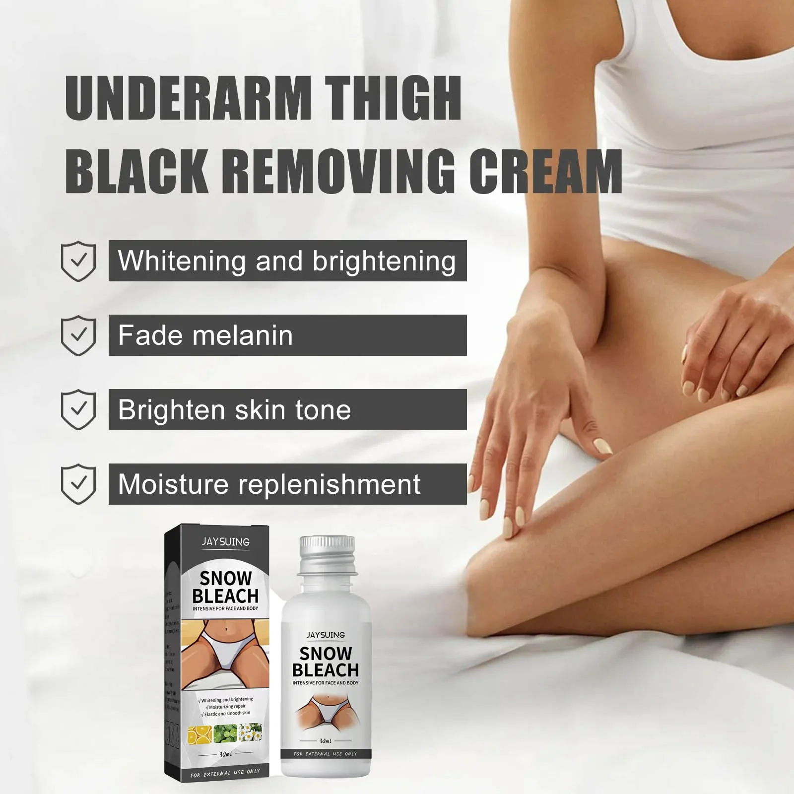 Body Whitening Bleach Cream Brighten Underarm Elbow Knees Joint Removal Intimate Parts Dark Spots Melanin Snow Bleach Cream 30ml 6