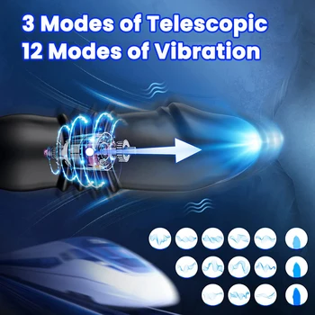 Telescopic Anal Vibrator for Man Penis Ring Men's masturbator Sex Toys for Men Gay Cockring Butt Plug Male Prostate Massager 2