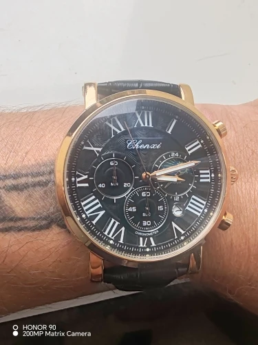 CHENXI 973 Men's Moon Phase Quartz Watch Waterproof Leather Strap photo review