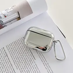 Silver Electroplate Earphone Case with Keychain and Protective TPU Cover (For Airpods Pro 2)