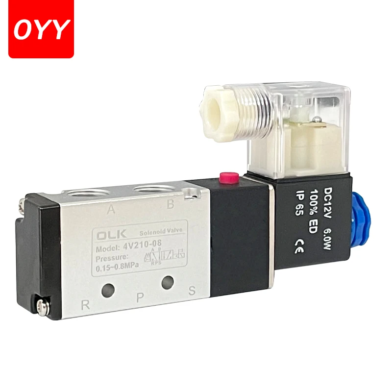 

4V210-08 Air Two-Position Five-Way Electronic Pneumatic Solenoid Valve 4V310-10 4V410-15 DC12V DC24V AC220V AC110V AC36V