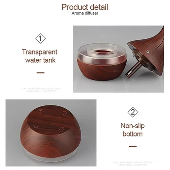 Mini Ultrasonic Cool Mist Humidifier 10.14oz  Aromatherapy Diffuser with 7 LED Lights  Touch Control  USB diffuser 2