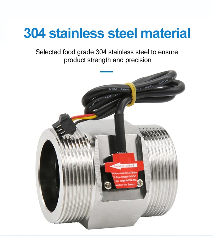 304 Stainless Steel Water Flow Sensor DN40 DN50 water flow detection 1.5 Inch G2