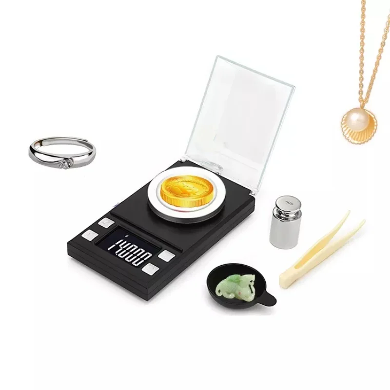High-Precision Digital Milligram Jewelry Scale with LCD Display and Calibration Weights