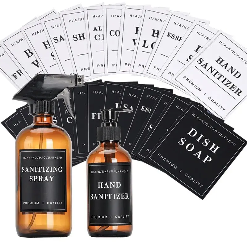 Soap Dispenser Bathroom Labels Sticker Set 12 Pcs Soap Dispenser Waterproof Labels Bathroom Jar Storage Label Shower Shampoo Lotion Conditioner Bottle Stickers