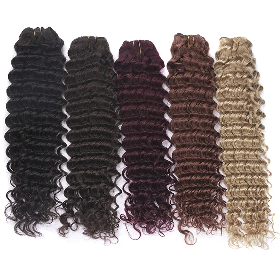 LOVEVOL Deep Wave Clip in Hair Extensions Human Hair Dark Brown 7 pcs 100g Real Remy Extensions for Women
