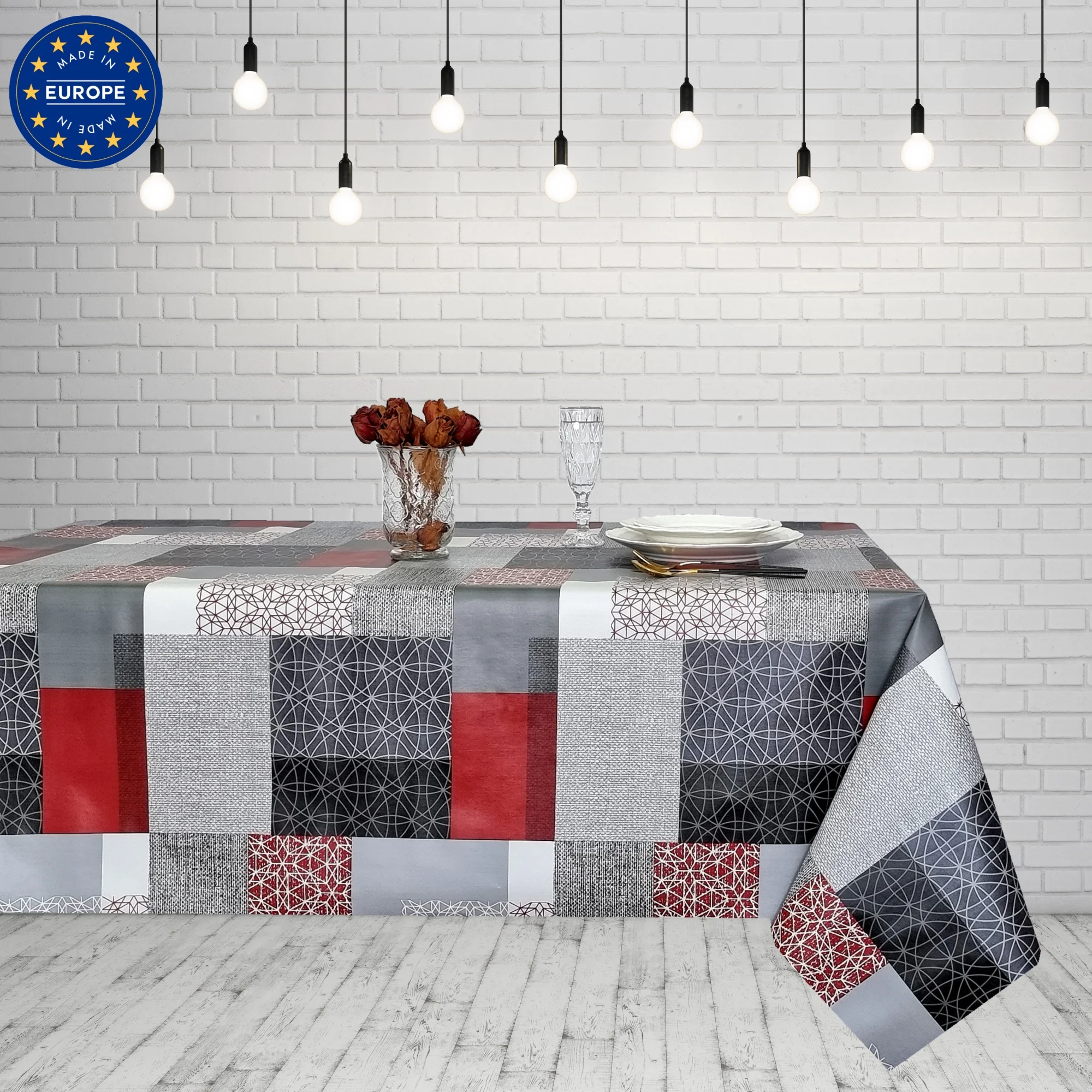 Mantel Hule Lavable Anro 100x140cm Rojo - Impermeable Antimanchas | Para Exterior E Interior