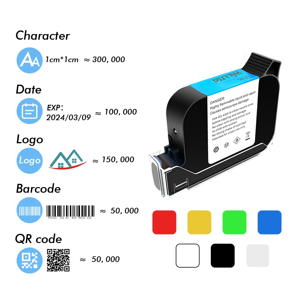 Inkjet ink cartridge 42ML Ink Cartridges For No Encrypted 12.7mm Handheld Inkjet Printers