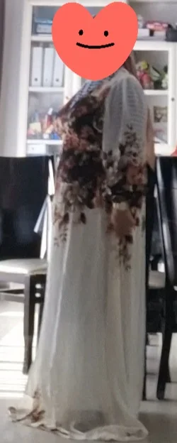 Luxury Plus Size V-Neck Floral Print Lantern Sleeve Party Dress photo review