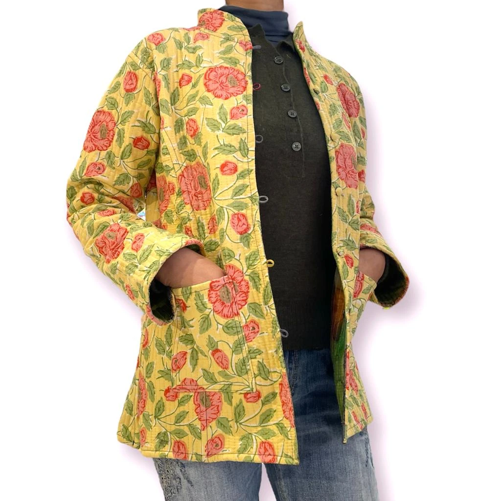 GORETT Chaqueta acolchado para Vintage Reversible para mujer, Chaqueta étnica típica de la India, Acolchada, bolsillos en frontal, temporada otoño invierno|chaquetas básicas| - AliExpress