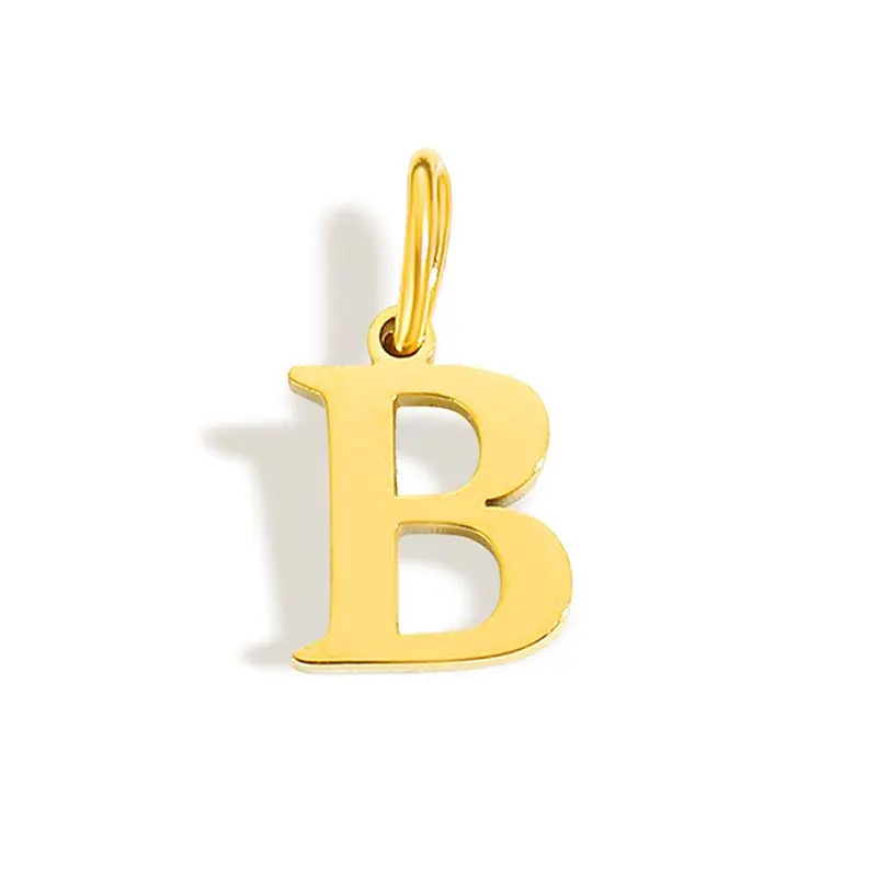 CARLIDANA INS Einfacher Edelstahl 14K Gold PVD vergoldet DIY 10mm Buchstabe Alphabet Initial Charm Anhänger Zubehör Schmuck – Detail 8