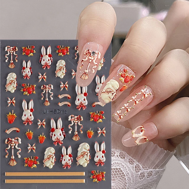 Cartoon Nail Art Stickers Decals 3D Nail Art Supplies Designer Nail  Stickers Cute Nail Art Adhesive Decals Accessories DIY Kawaii Nail Design  for