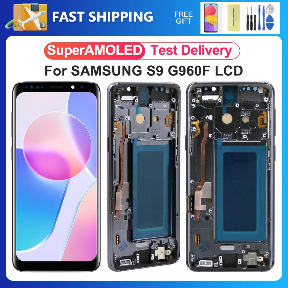 

Super OLED LCD For Sumsung Galaxy S9 Plus Display G965F G965U Touch Screen Digitizer For Samsung s9 Display G960 G960F +Frame