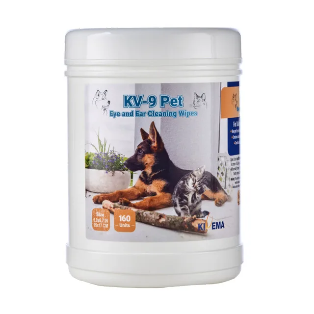Kivema PETS Eye & Ear Wipes-160 Count-Natural Ingredients, Gentle on Skin for Cleaning Dog's Eyes and Ears