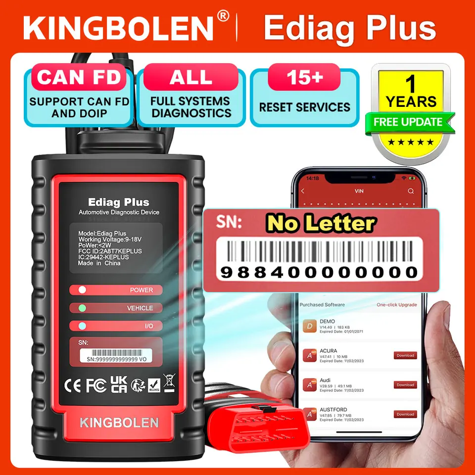 KINGBOLEN Ediag Elite OBD2 Bluetooth Car Scanner, Bi-Directional