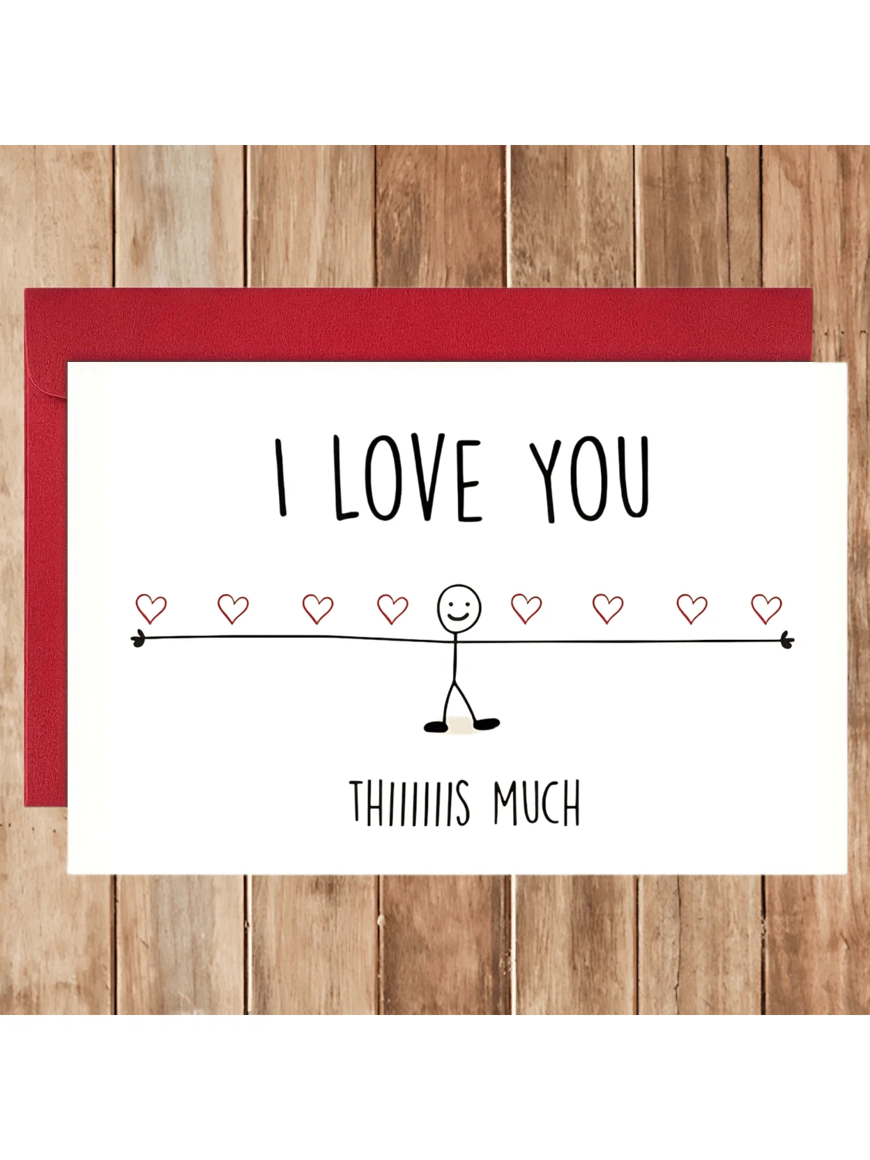 Funny Love Card Valentine's Day Card Anniversary Gift Birthday I Love You Thiiiiis Much 1pc Small Business Supplies Thank Y