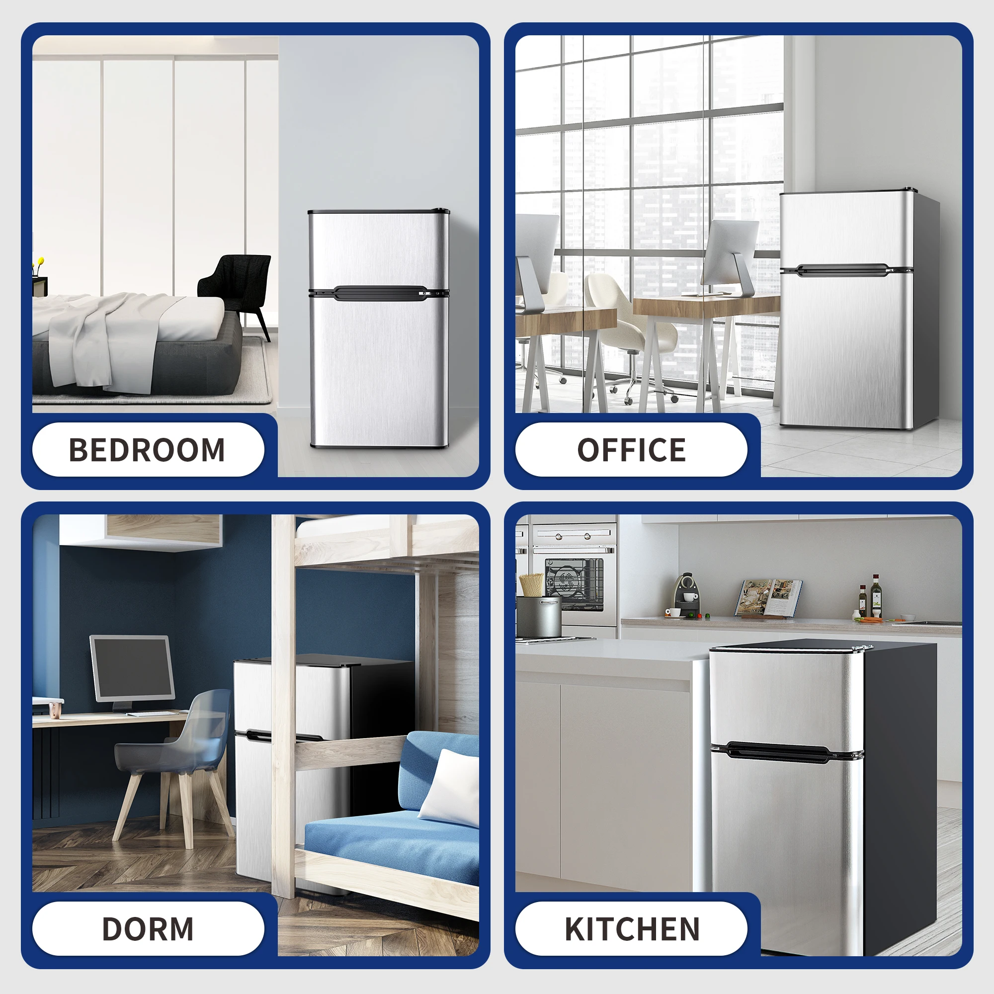 ICYGLEE Mini Fridge with Freezer 3.2 Cu.Ft Mini Refrigerator Dorm Fridge with 2 Door For Bedroom Apartment Office Cooling Drink 6