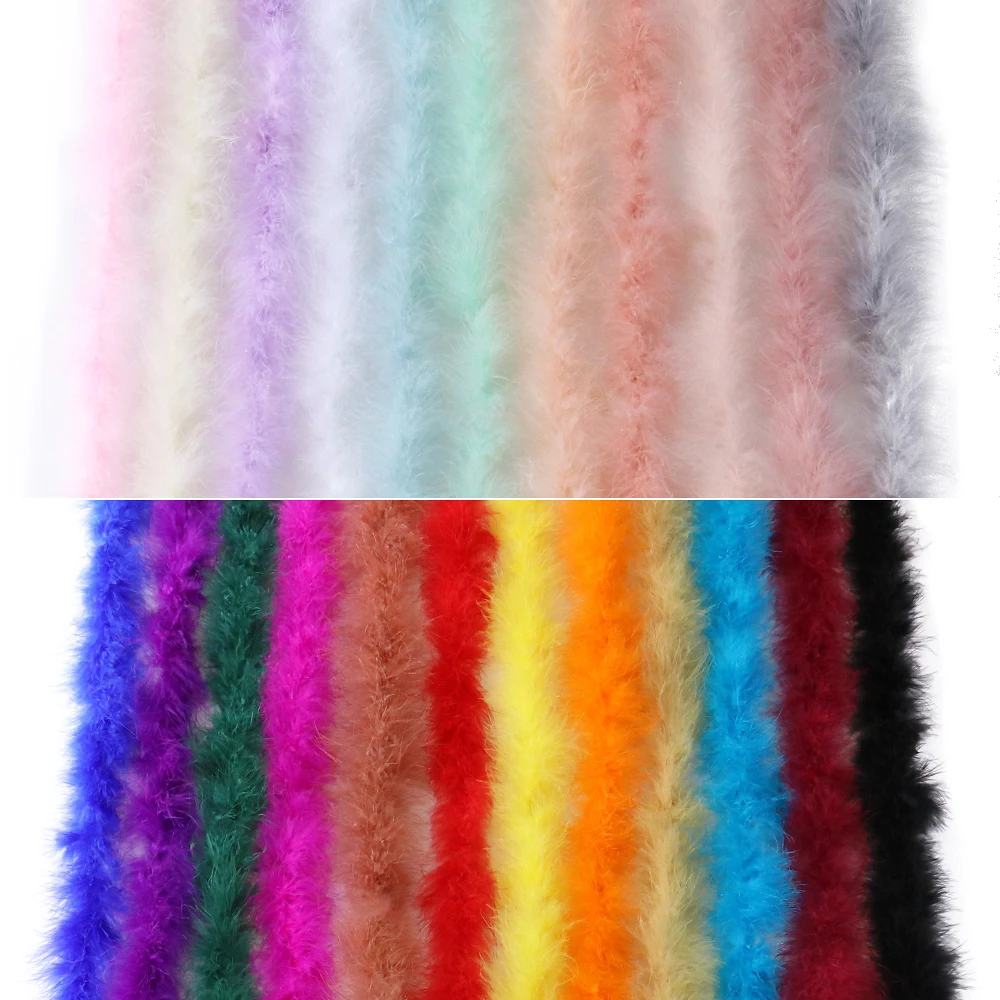 13 Grams Soft Fluffy Turkey Marabou Feathers Boa 2M Plumage Crafts for Wedding Party Carnival Dress Clothing Shawl Decoration