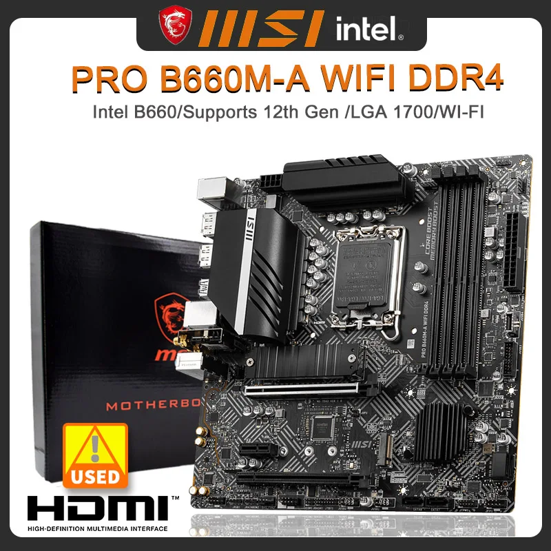 Scheda Madre B660 Lga 1700 Msi Pro B660M-A Wifi Ddr4 128G Placa Mae M.2 Usb 3.2 Hdmi Supporta 12Th Gen Cpu Sata Iii Matx