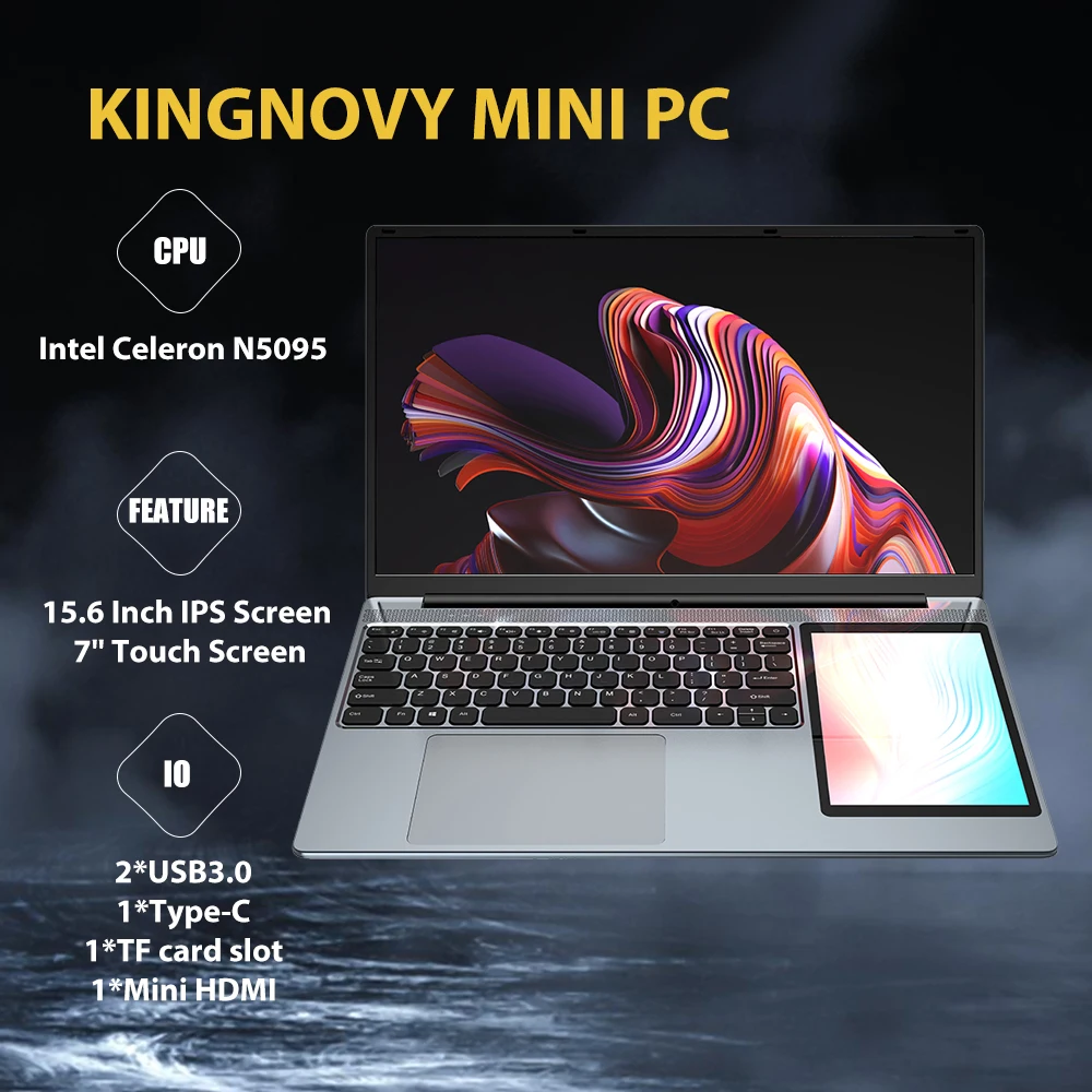 2023 Laptop A Doppio Schermo 15.6 "7" Touchscreen 2-In-1 Intel N5095 2 * Usb3.0 1 * Type-C Slot Per Schede Tf Penna Stilo Per Laptop Per L'Istruzione 