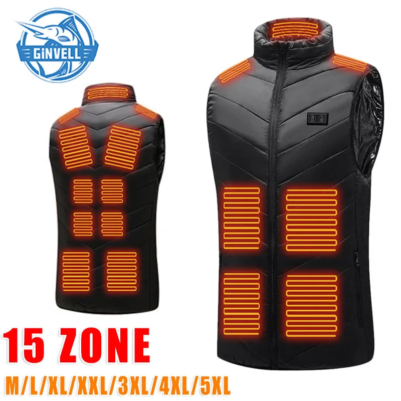 

15 Areas Usb Heated Jacket Men Women Winter Electric Heated Vest Sleevless Jacket Outdoor Fishing Hunting Vest