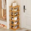 1 Set Six Layers Shoes Organizer Stable Structure Waterproof Shoe Rack Bamboo Great Load Bearing Entryway Shoes Storage Shelf 1