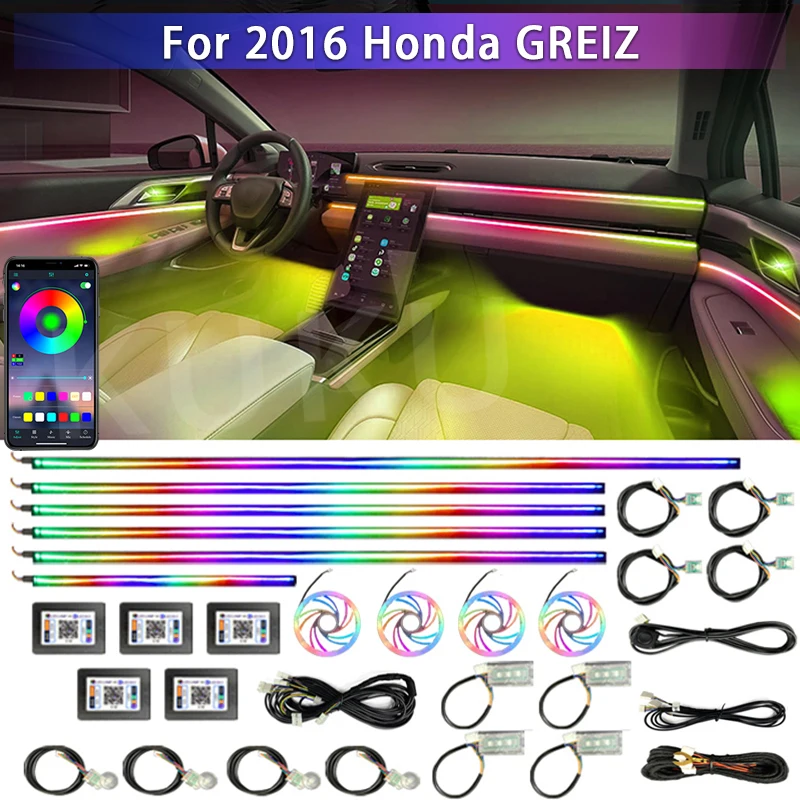 

Для 2016 Honda GREIZ, автомобильные Акриловые Яркие светодиодные ленты с управлением через приложение, 64 RGB, дневные неоновые светодиодные лампы 22 в 1