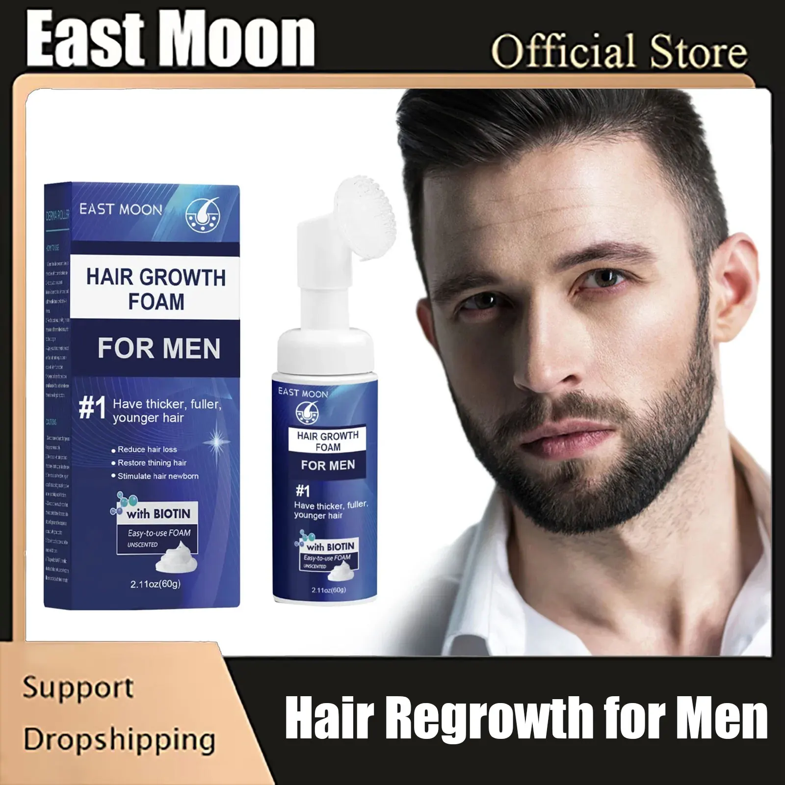 Powerful Hair Growth Foam Anti Loss Fast Growing Scalp Damaged Hair Repair Strengthen Thicker Nourish Regrowth Hair Foam for Men