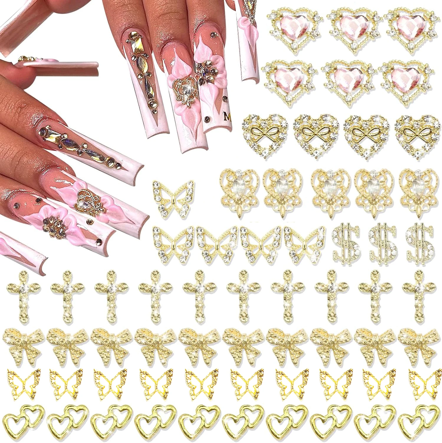 Gold Nail Charms for Creative Designs