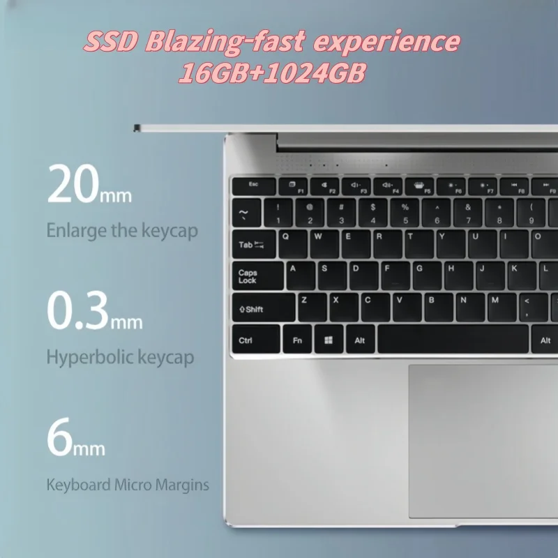 14" Business Laptop Intel N3700 16GB RAM384GB Storage Ultra thin body Gaming laptops Windows 11 pc gaming  256GB/512GB/1TBsilver 6