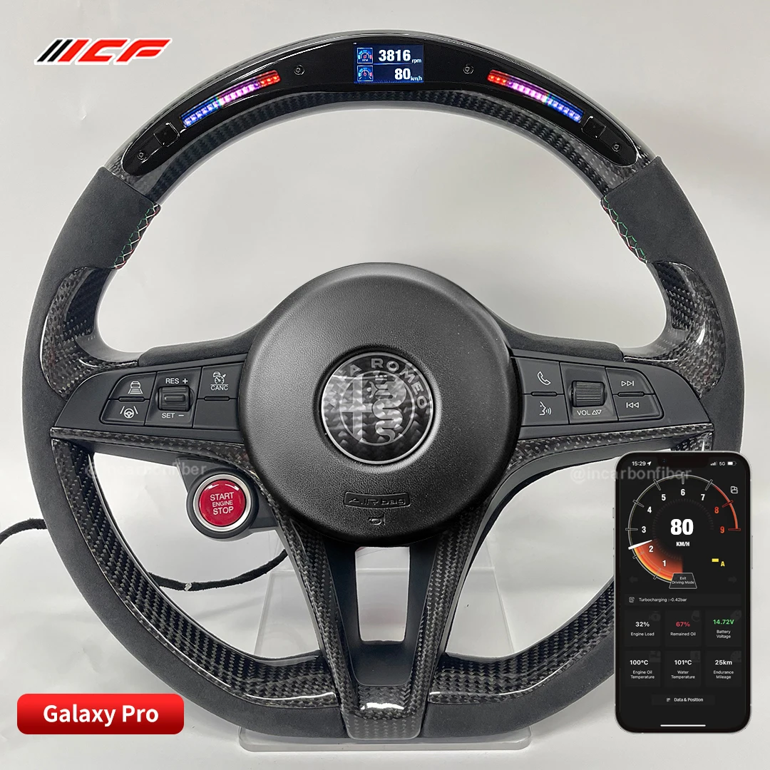 

Carbon Fiber LED Customized Steering Wheel for Alfa Romeo Stelvio Giulia Accessories 2017 2018 2019 2020...