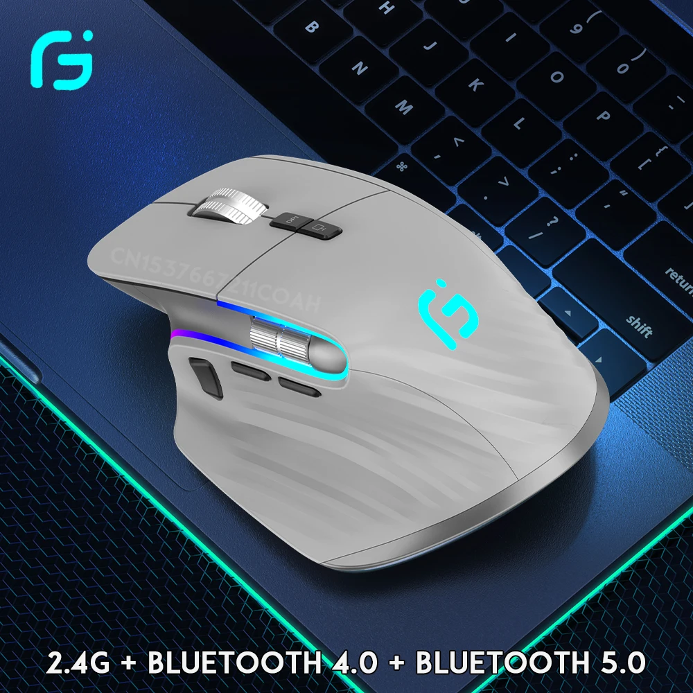 Rato Ergonômico sem Fio Recarregável 2.4g do Negócio 2.4g do Escritório do Rato de Bluetooth para o Computador Portátil - Imagem 4
