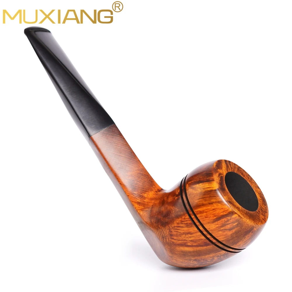 MUXIANG 수제 브라이어 파이프, 클래식 불독 파이프, 스트레이트 핸들, 가황 고무 파이프 입, 아버지 날 선물, 3mm 파이프 채널