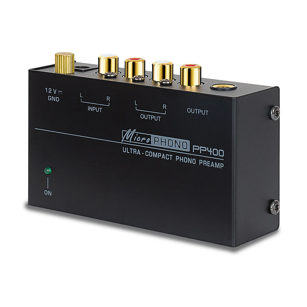 PP400 Ultra Compact LP Turntable Phono Preamp Low Noise with Metal Shell Portable Audiophile Amplifier