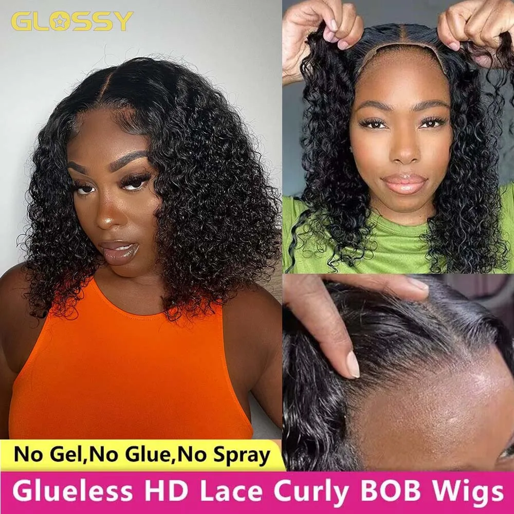 

Curly Short Bob Glueless Wig Human Hair Ready To Wear Go Pre Plucked For Women 6x4 13x4 Hd Lace Front Deep Wave Frontal Bob Wig