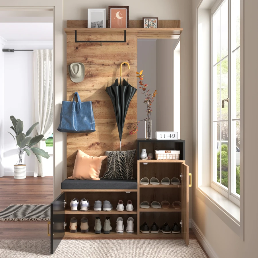 ao ストッケトリップトラップ　お食事トレイ&カシウェアアウター Coat set, with 4 coat hooks, mirror, shoe cabinet, wall coat